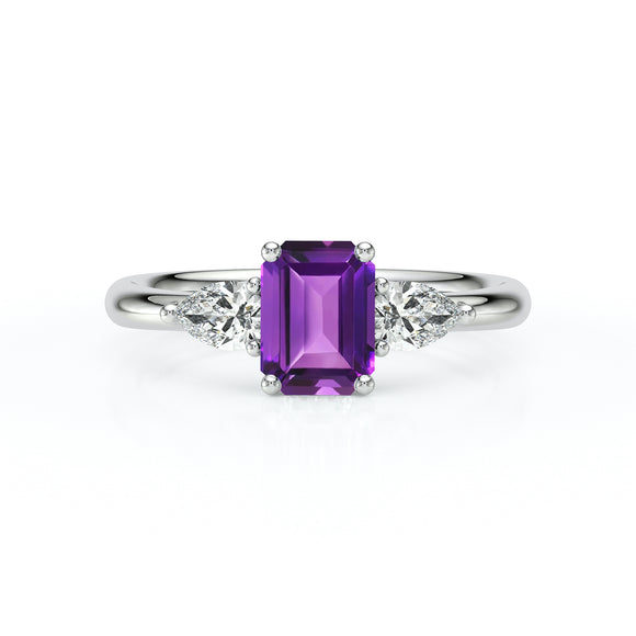 Bague trilogie améthyste et diamant Coucher de Soleil - 16
