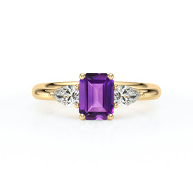 Bague trilogie améthyste et diamant Coucher de Soleil - 16