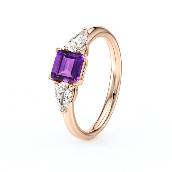 Bague trilogie améthyste et diamant Coucher de Soleil - 17
