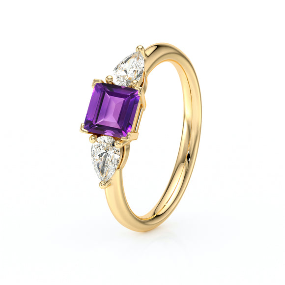 Bague trilogie améthyste et diamant Coucher de Soleil - 17