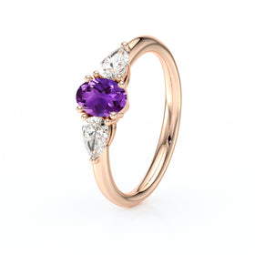 Bague trilogie améthyste et diamant Coucher de Soleil - 18