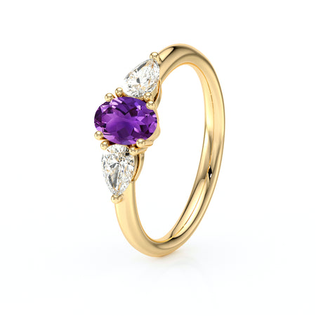 Bague trilogie améthyste et diamant Coucher de Soleil - 18