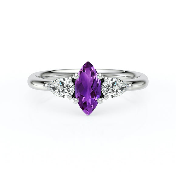 Bague trilogie améthyste et diamant Coucher de Soleil - 19