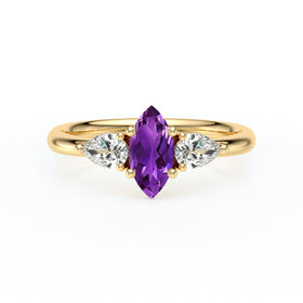 Bague trilogie améthyste et diamant Coucher de Soleil - 19