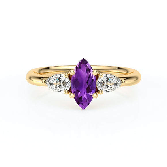 Bague trilogie améthyste et diamant Coucher de Soleil - 19