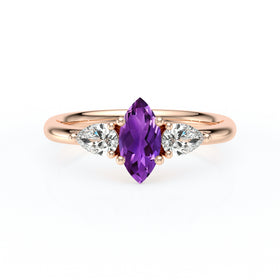Bague trilogie améthyste et diamant Coucher de Soleil - 19