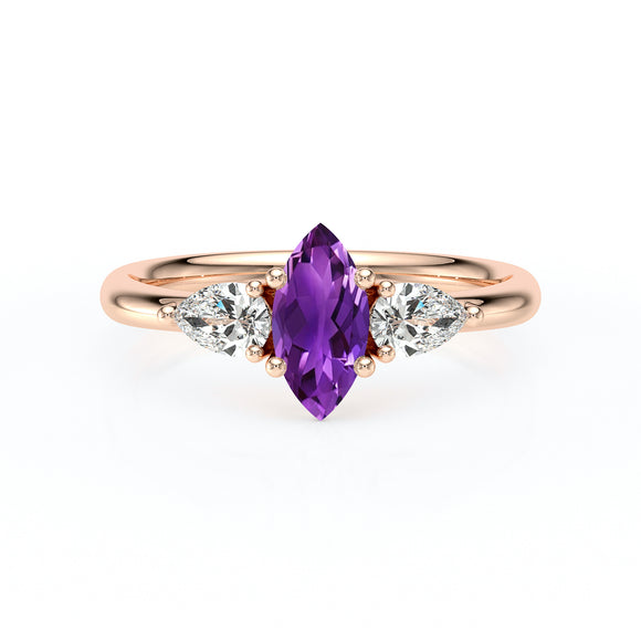 Bague trilogie améthyste et diamant Coucher de Soleil - 19