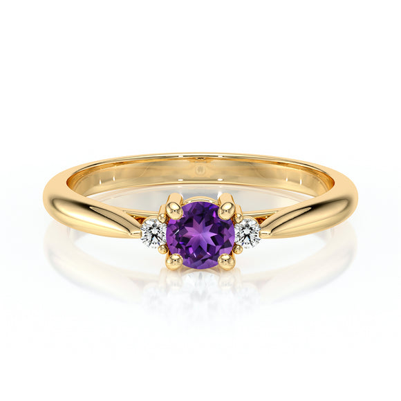 Bague trilogie améthyste et diamant Coucher de Soleil - 1