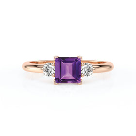 Bague trilogie améthyste et diamant Coucher de Soleil - 8
