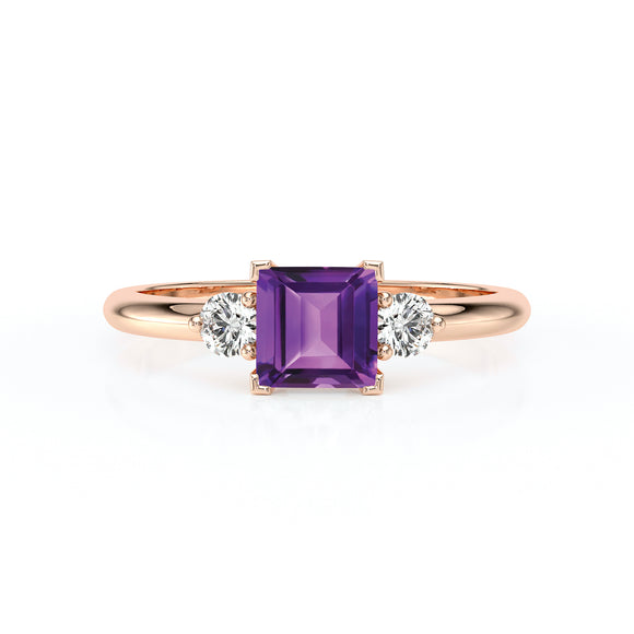 Bague trilogie améthyste et diamant Coucher de Soleil - 8