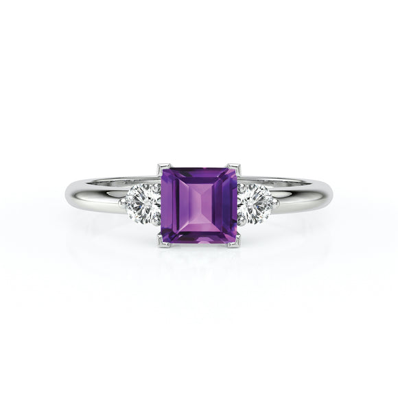 Bague trilogie améthyste et diamant Coucher de Soleil - 8