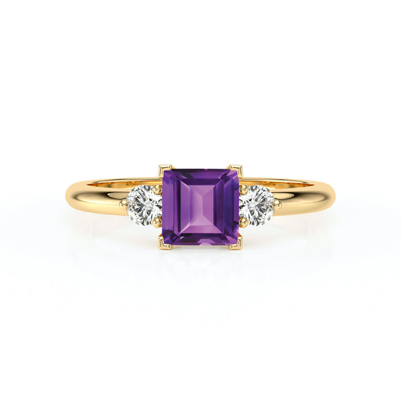 Bague trilogie améthyste et diamant Coucher de Soleil - 8
