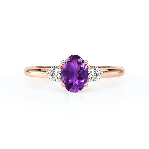 Bague trilogie améthyste et diamant Coucher de Soleil - 9