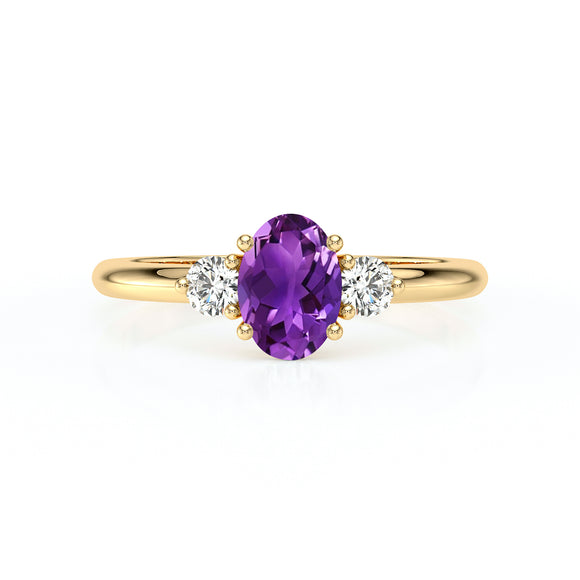 Bague trilogie améthyste et diamant Coucher de Soleil - 9