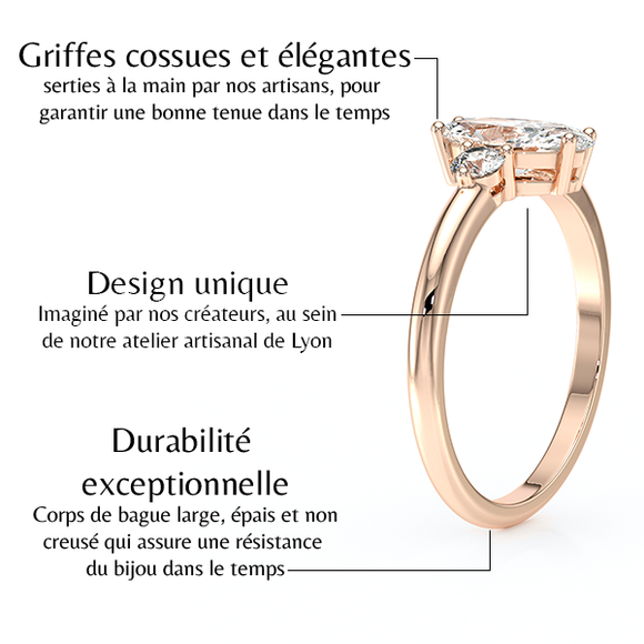 Bague trilogie diamant Coucher de Soleil - 11