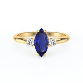 Bague trilogie saphir et diamant Coucher de Soleil - 11