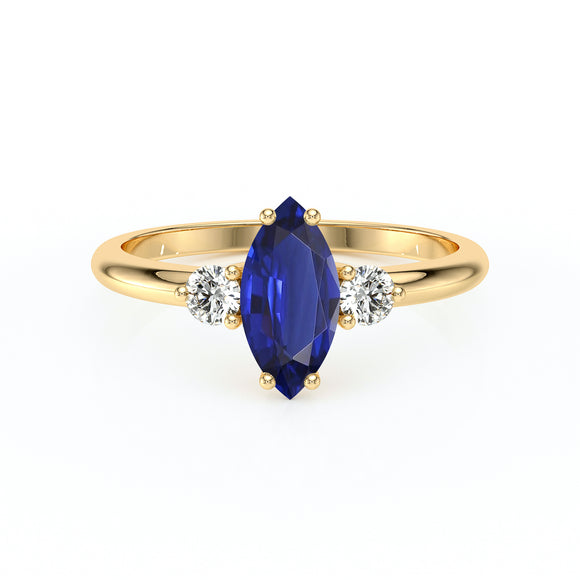 Bague trilogie saphir et diamant Coucher de Soleil - 11