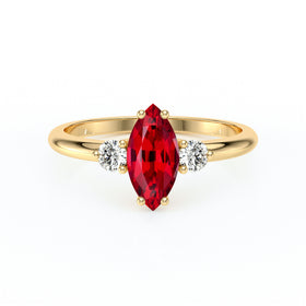Bague trilogie rubis et diamant Coucher de Soleil - 11