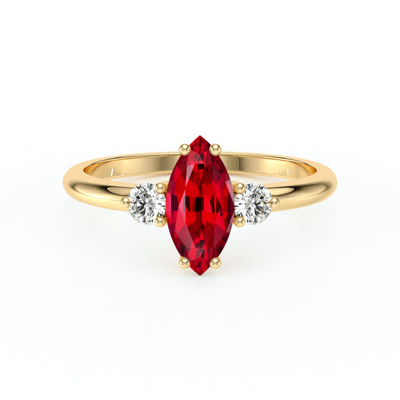 Bague trilogie rubis et diamant Coucher de Soleil - 11