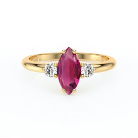 Bague trilogie tourmaline et diamant Coucher de Soleil - 11