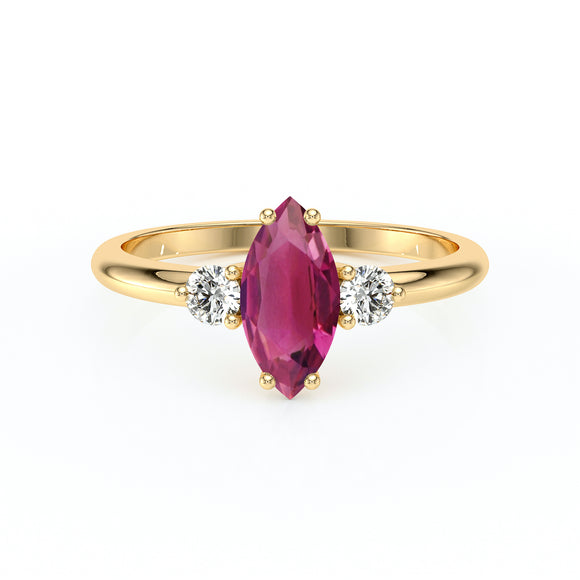 Bague trilogie tourmaline et diamant Coucher de Soleil - 11