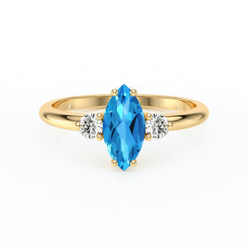 Bague trilogie topaze et diamant Coucher de Soleil - 11