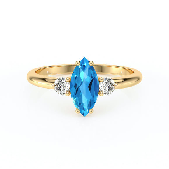 Bague trilogie topaze et diamant Coucher de Soleil - 11