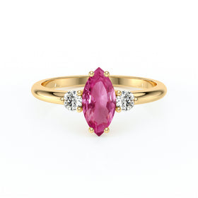 Bague trilogie saphir rose et diamant Coucher de Soleil - 11