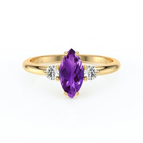 Bague trilogie améthyste et diamant Coucher de Soleil - 11