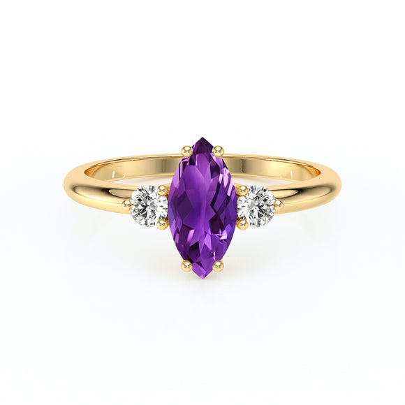 Bague trilogie améthyste et diamant Coucher de Soleil - 11