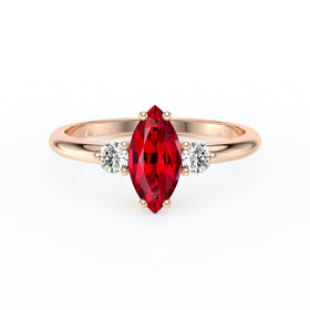 Bague trilogie rubis et diamant Coucher de Soleil - 11