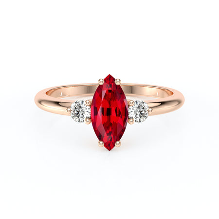 Bague trilogie rubis et diamant Coucher de Soleil - 11