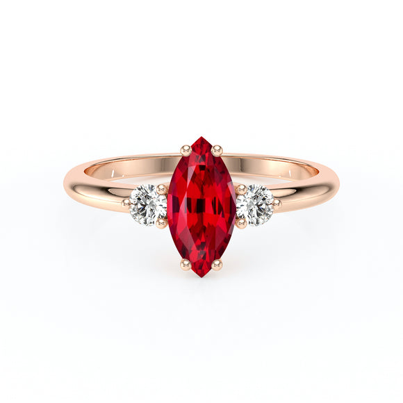 Bague trilogie rubis et diamant Coucher de Soleil - 11