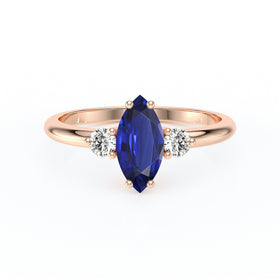 Bague trilogie saphir et diamant Coucher de Soleil - 11
