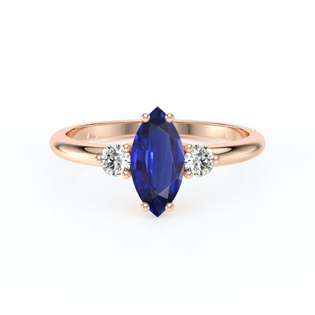 Bague trilogie saphir et diamant Coucher de Soleil - 11