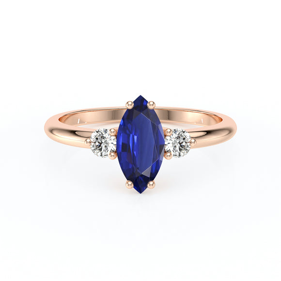 Bague trilogie saphir et diamant Coucher de Soleil - 11