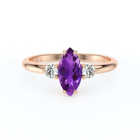 Bague trilogie améthyste et diamant Coucher de Soleil - 11