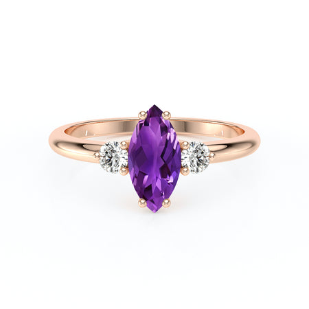 Bague trilogie améthyste et diamant Coucher de Soleil - 11
