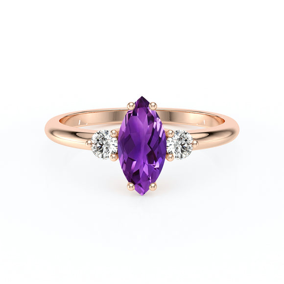 Bague trilogie améthyste et diamant Coucher de Soleil - 11