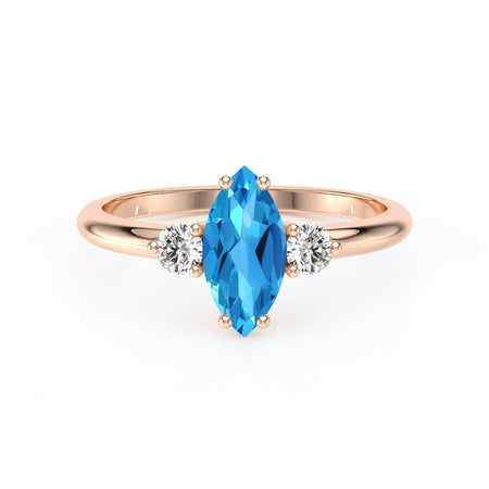 Bague trilogie topaze et diamant Coucher de Soleil - 11