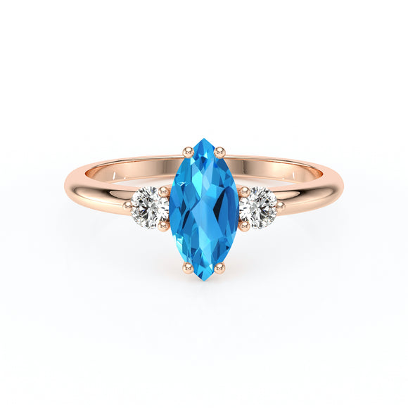 Bague trilogie topaze et diamant Coucher de Soleil - 11