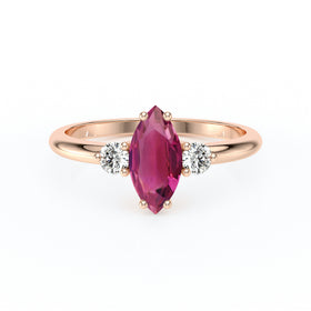 Bague trilogie tourmaline et diamant Coucher de Soleil - 11