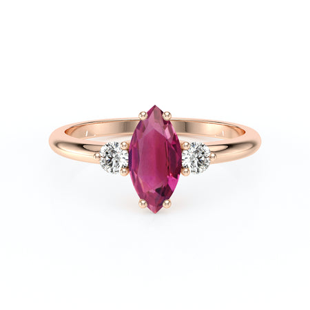 Bague trilogie tourmaline et diamant Coucher de Soleil - 11