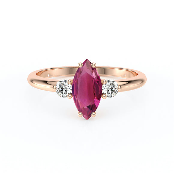 Bague trilogie tourmaline et diamant Coucher de Soleil - 11
