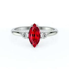 Bague trilogie rubis et diamant Coucher de Soleil - 11