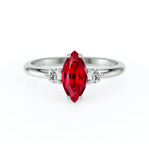 Bague trilogie rubis et diamant Coucher de Soleil - 11