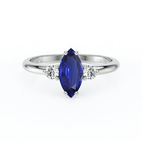 Bague trilogie saphir et diamant Coucher de Soleil - 11