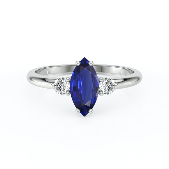 Bague trilogie saphir et diamant Coucher de Soleil - 11