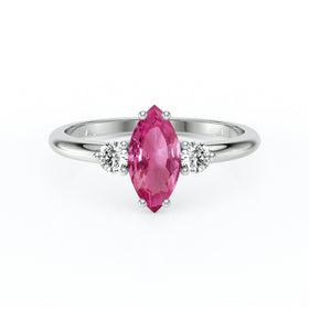 Bague trilogie saphir rose et diamant Coucher de Soleil - 11