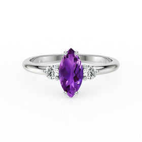 Bague trilogie améthyste et diamant Coucher de Soleil - 11